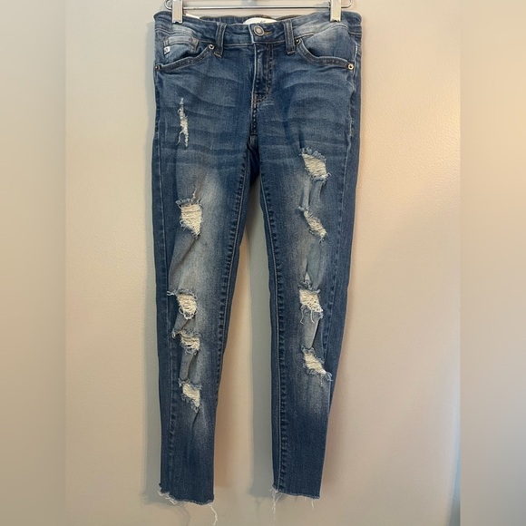 KanCan Women's Distressed Low-Rise Skinny Blue Jeans Size 24 - Picture 1 of 9
